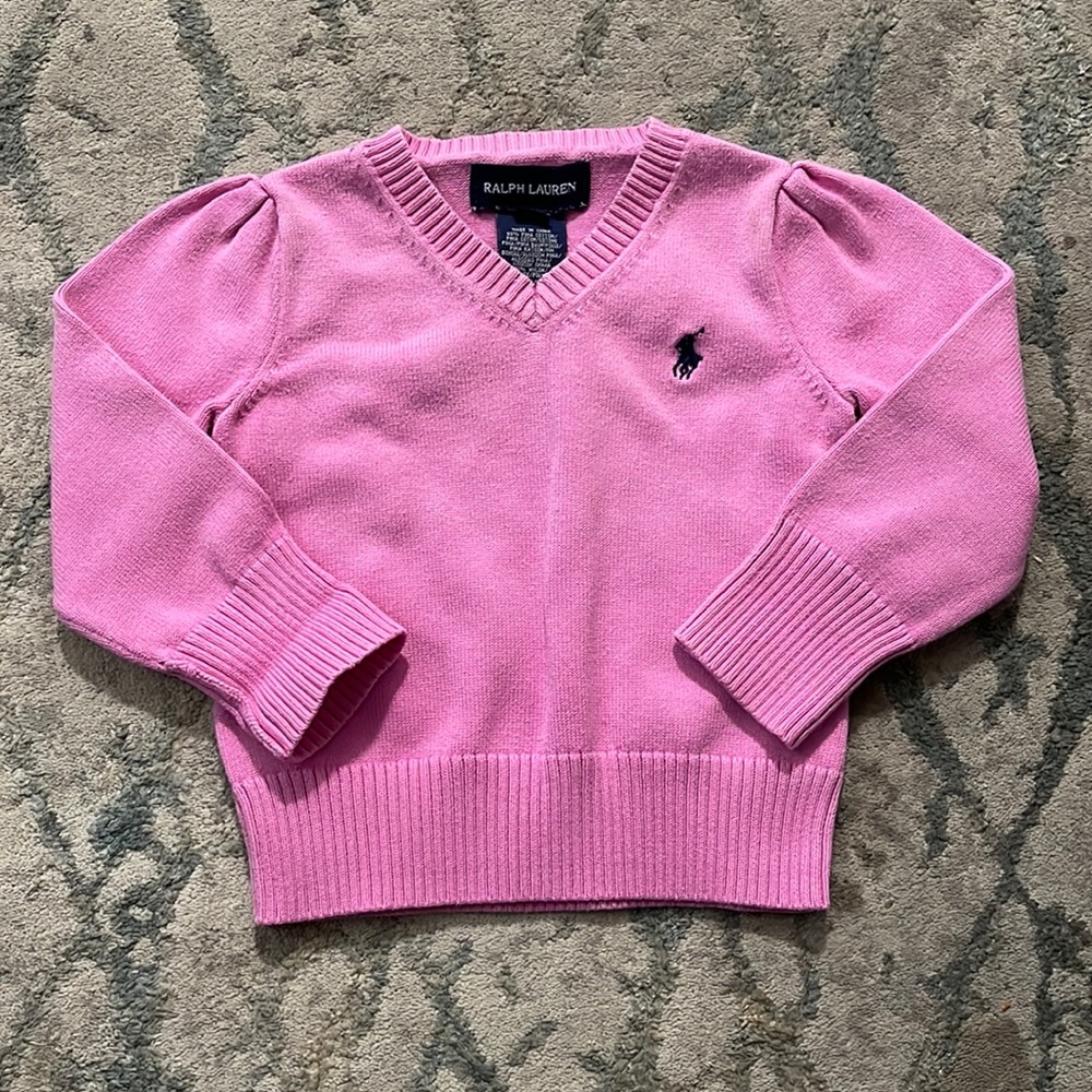 Ralph Lauren Preppy baby 👶 sweater v neck pink